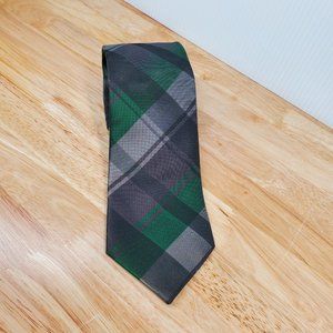 Parsley Silk Necktie Plaid Green Black Gray Irish Work Tie for St Patrick Day